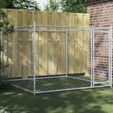 vidaXL Pasji boks z vrati siv 2x2x1,5 m pocinkano jeklo | Shoptok.si