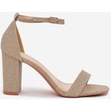 Boto Shiny Women's Heeled Sandals Gold Kavina | Shoptok.si