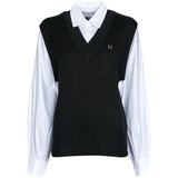 Karl Lagerfeld KNIT VEST W/ POPLIN SHIRT Crna Cijene