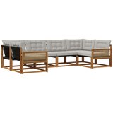 vidaXL Zunanja garnitura za sedenje 6 pcs Naravna in svetlo siva, (5000282379) | Shoptok.si