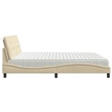 vidaXL Postelja z vzmetnico krem 200x200 cm blago | Shoptok.si