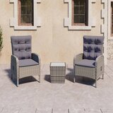  3-dijelni vrtni bistro set od poliratana i stakla sivi | Eponuda.com