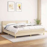  Box spring postelja z vzmetnico krem 200x200 cm blago, (20896556) | Shoptok.si