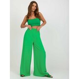 Fashion Hunters Wide green fabric trousers cene