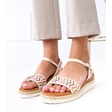  Beige Crochet Wedge Sandals Versala | shoptok.hr