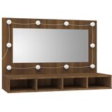 Ormarić s ogledalom LED boja smeđeg hrasta 90x31,5x62 cm | Eponuda.ba