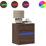 Maison Chic Stenska Nočna omarica - Nočna miza z LED lučkami rjavi hrast, (21688602) Cene