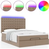  Ottoman krevet s madracem i LED diodama Cappuccino 140x190 cm umjetna koža | Shoptok.si