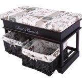 Kondela Klop z blazino, 2 košari, temno rjava/bež/vzorec, SEAT BENCH 3 | Shoptok.si