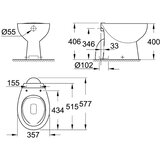 Grohe Talna WC školjka Bau Ceramic (odtok v tla, brez roba, brez WC deske) | Shoptok.si