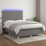  Box spring postelja z vzmetnico LED temno siva 140x190 cm blago, (20723353) | Shoptok.si