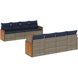 vidaXL 9-delni vrtni komplet sedežnih garnitur z blazinami siv poli ratan, (5000293317) | Shoptok.si