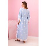 Kesi Włoski Women's boho viscose cape with lace blue | shoptok.hr
