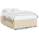 Maison Chic Posteljni okvir - Dvoposteljna postelja - Zakonska postelja brez vzmetnice krem 140x190 cm blago-J12180, (21773658) | Shoptok.si