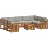  Set vanjskih sofa 10 kom. Prirodna i svjetlosiva | shoptok.hr
