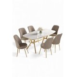 Hanah home Set trpezarijskog stola i stolica (7 delova) Lena White Marble Gold Cappuccino | Eponuda.com
