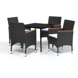  5-dijelni vrtni blagovaonski set s jastucima crni | shoptok.hr