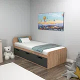 Akser - Atlantic Pine, Anthracite Atlantic PineAnthracite Single Bedstead
