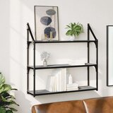 vidaXL Stenska polica 3-nadstropna siva sonoma 80x21x78,5 cm inž. les | Shoptok.si