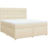 vidaXL Box spring postelja z vzmetnico krem 180x200 cm blago, (21309193) | Shoptok.si