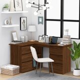 Maison Chic Kotna Pisalna miza - pisarniška miza - Računalniška miza rjavi hrast 145x100x76 cm konstruiran les, (21785365) | Shoptok.si