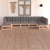  7-dijelna vrtna garnitura od masivne borovine s jastucima | shoptok.hr