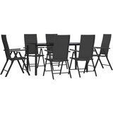  7-dijelni vrtni blagovaonski set od poliratana crni | shoptok.hr
