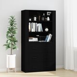 Maison Chic Visoka omara - Komoda - Predalnik črna inženirski les, (21715779) | Shoptok.si