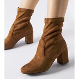 Gemre Brown slip-on block heel ankle boots Lexington | ePonuda.com