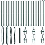 vidaXL Šesterokotna ograja Zelena 1.6x50 m Jeklo, Ograjni stebri z osnovnimi ploščami 13 kos Ø32mm 88.5cm Galvanizirano jeklo Cene