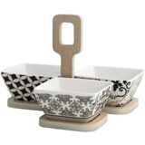 Brandani Komplet 3 porcelanastih skled s pladnjem iz bambusa Alhambra Cene