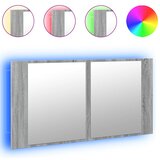 Furnova LED kopalniška omarica z ogledalom siva sonoma 90x12x45 cm, (21947297) | Shoptok.si