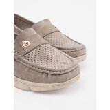 GOODIN Dark beige openwork loafers with a gold element | Shoptok.si
