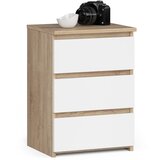 AKORD Cl3/40 Nočna Omarica, 3 Predali, Hrast Sonoma/Bela, (5000332034) | Shoptok.si