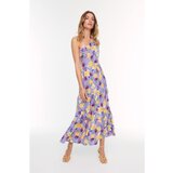 Trendyol Purple Single Sleeve Floral Pattern Dress Cene