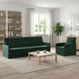  Set sofe 2 pcs Tamnozelena Baršun - Tamnozelena 1-Sjedalo + 3-Sjedalo (210 cm) | shoptok.hr
