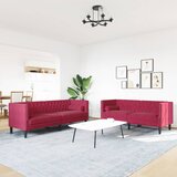 2-dijelni set sofa Chesterfield crvena boja vina baršunasti | Eponuda.com