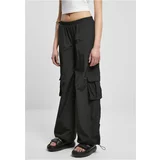 UC Curvy Ladies Wide Crinkle Nylon Cargo Pants black