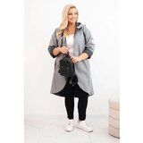 Kesi Włoski Elegant Plus Size women's coat with a collar and large pockets fango | Shoptok.si