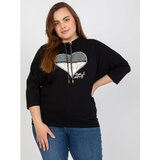 Fashion Hunters Black plus size blouse with a print and an appliqué Cene