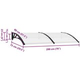  Nadstrešnica za vrata crna i prozirna 200 x 80 cm PC | shoptok.hr