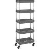 Furnova 5-nadstropni kuhinjski voziček siv 42x29x128 cm železo in ABS, (21951264) | Shoptok.si