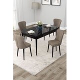 Hanah home trpezarijski set Due, sto na razvlačenje i 4 stolice, ploča u dekoru crnog mermera, kapućino tkanina Babyface | Eponuda.com