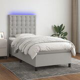 Maison Chic Box spring postelja - Vzmetna postelja z vzmetnico LED svetlo siva 90x190 cm blago SL21952, (21904413) | Shoptok.si
