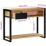 vidaXL konzolna miza 100x35x75 cm Masivni neobdelan les Mango | Shoptok.si