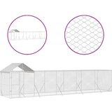 vidaXL Zunanja pasja ograda s streho srebrna 10x2x2,5m pocinkano jeklo - - Srebrna - 73.45 - 10 x 2 x 2.5 m - 2025- | Shoptok.si