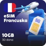 Francuska eSIM kartica - 10GB prepaid mobilnih podataka za 30 dana