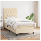 vidaXL Box spring postelja z vzmetnico krem 90x190 cm blago Cene