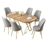 Hanah home set trpezarijski sto i 6 stolica lai light walnut gold grey | ePonuda.com