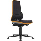 bimos Vrtljiv delovni stol NEON, z drsniki, stalen stik, blago, oranžen prilagodljiv trak | Shoptok.si